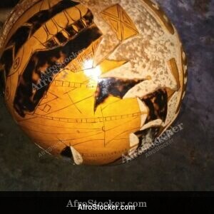 African Calabash with Art Motifs, Decorative Object